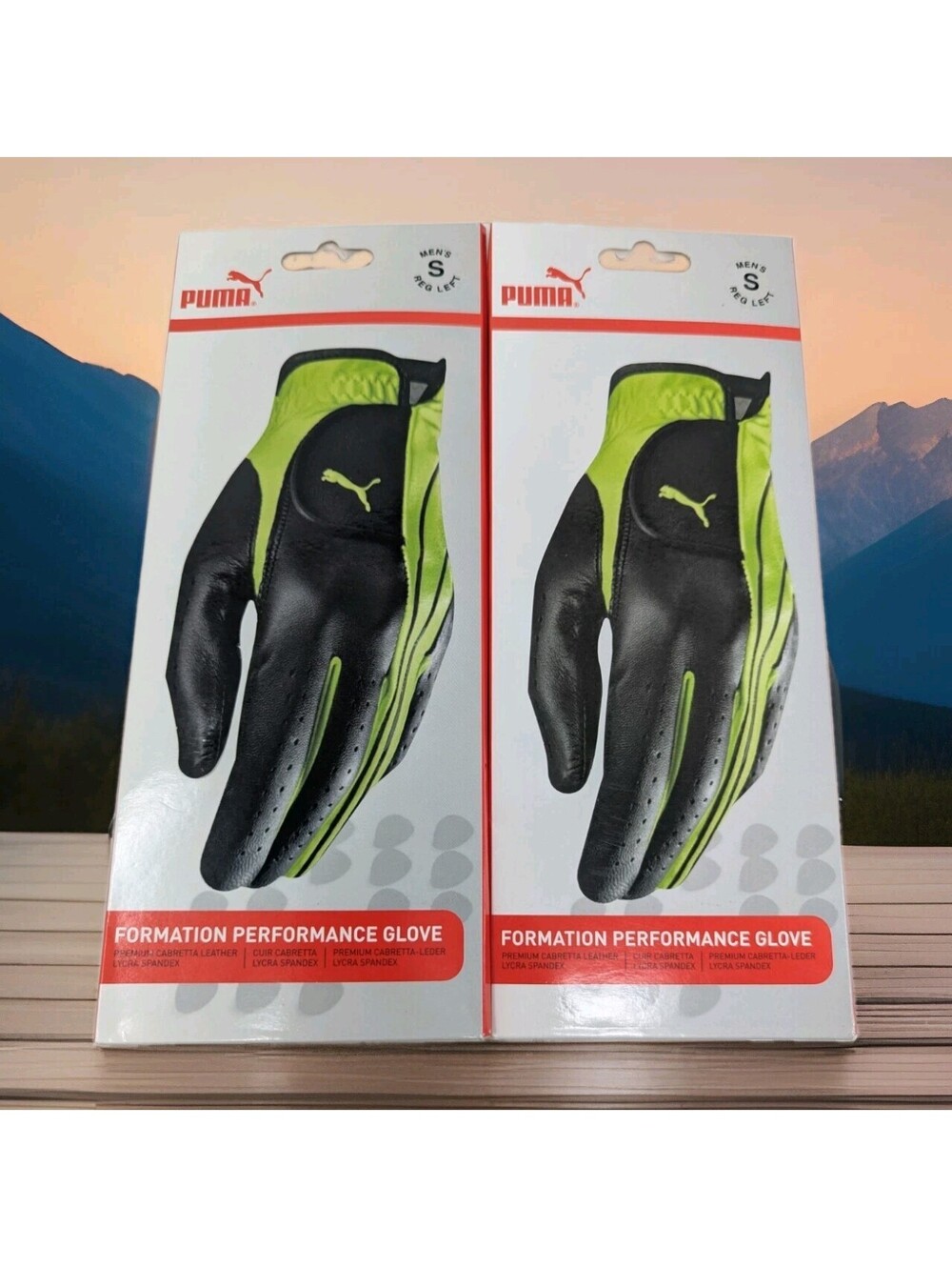 Lot 2-Pack Puma Formation Hybrid Cabretta Leather Golf Glove Black Mens Small LH
